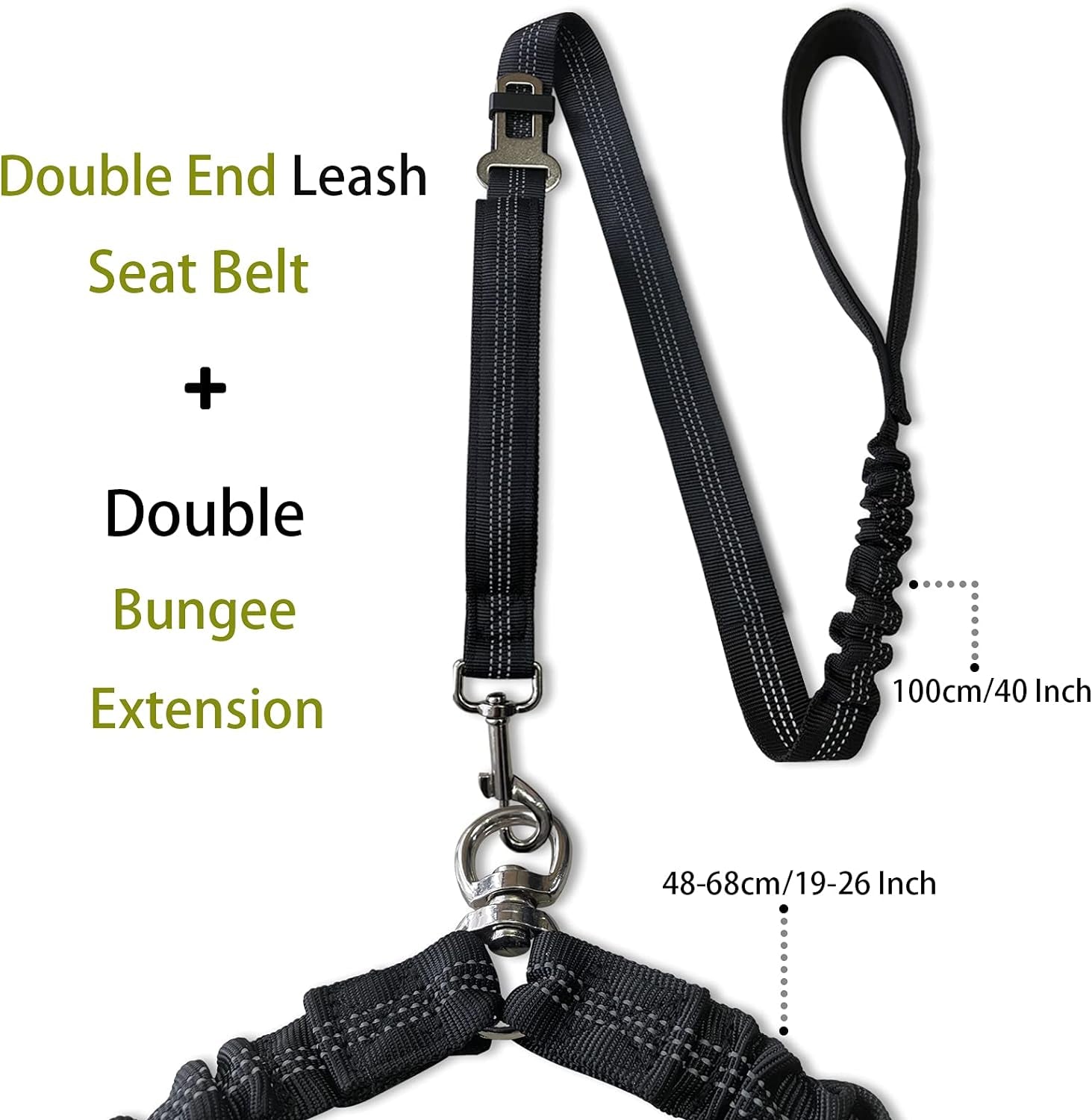 Ultimate Double Dog Leash - Tangle-Free 360° Dual Leash for Small to Large Dogs with Adjustable Seat Belt Feature - Stylish Black Design