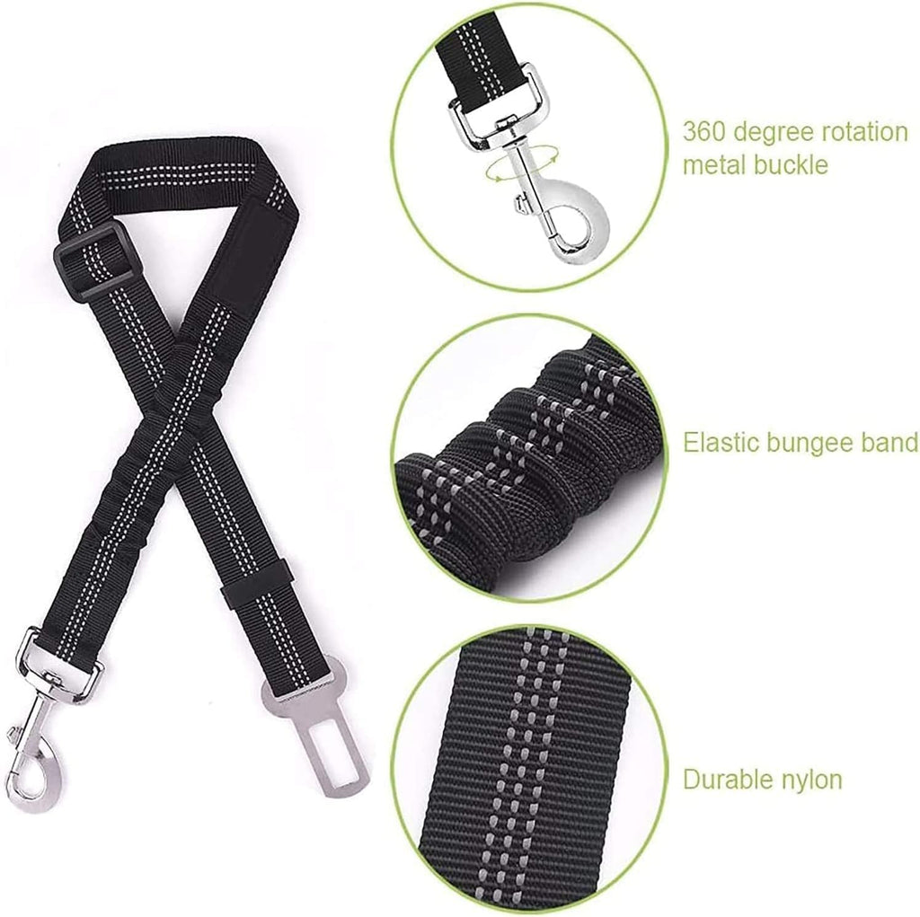 Ensure Your Pet's Safety with Our Adjustable Dog Seat Belts for Car - 2 Pack of Reliable Headrest Restraints for Dogs and Cats, Perfect for Travel!
