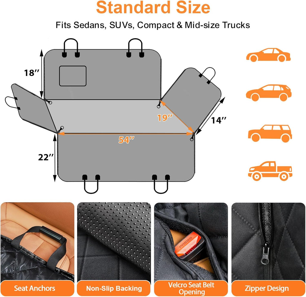 Ultimate Dog Car Seat Cover - 100% Waterproof Hammock for Pets, Heavy Duty, Scratch Proof, Nonslip, and Durable Protection for Back Seats in Cars and SUVs
