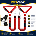 PetsZeno™ 3-in-1 Dog Car Seat Belt | Adjustable Safety Leash with Reflective Bungee & 360° Swivel Clip