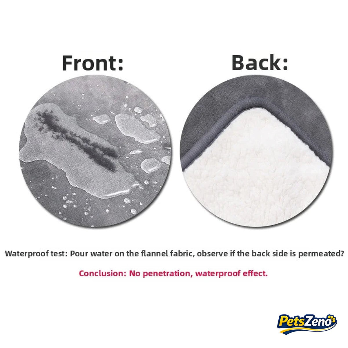 Waterproof test, front and back of the blanket – PetsZeno