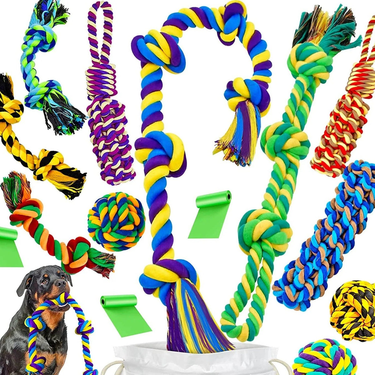 14-pack dog rope chew toys for aggressive chewers