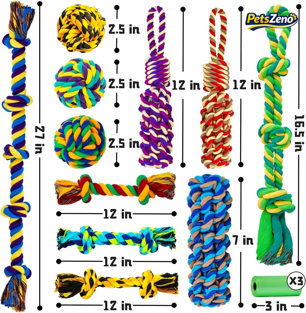 Rope toy sizes in the 14-pack