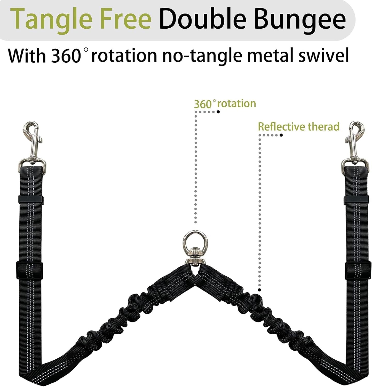 Ultimate Double Dog Leash - Tangle-Free 360° Dual Leash for Small to Large Dogs with Adjustable Seat Belt Feature - Stylish Black Design